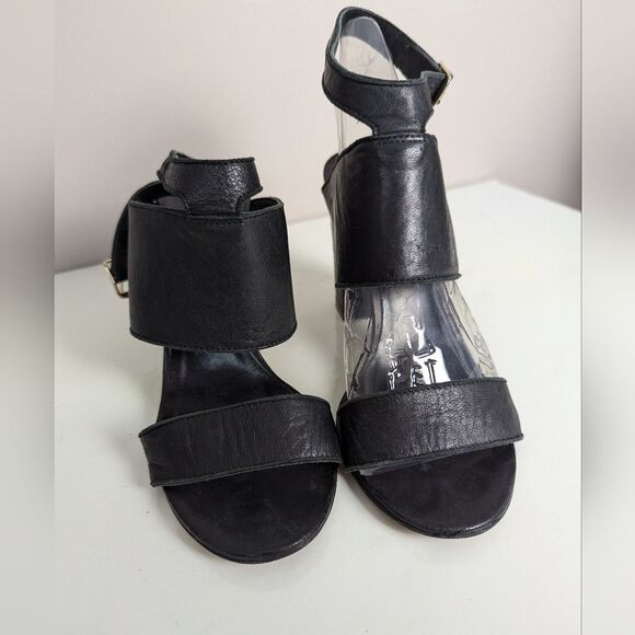 Vintage Le Chateau Leather Strappy Heels Women’s Black Y2K 90s Sz 7 4” Heel - Picture 4 of 10